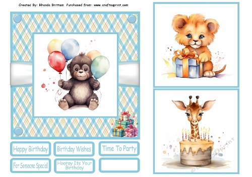 Birthday Animals 1 Card Front 6x6