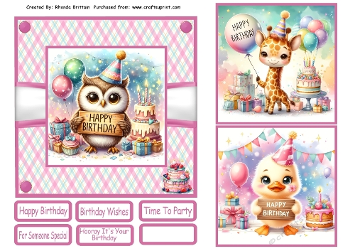 Birthday Animals 3 Card Front 6x6