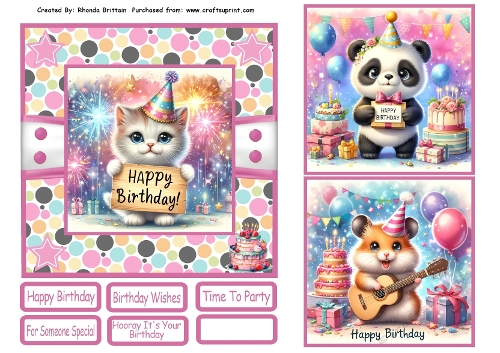 Birthday Animals 4 Card Front 6x6