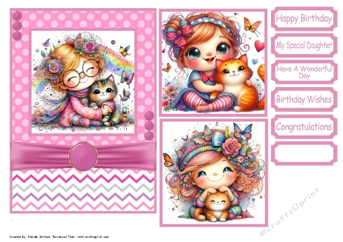 A Girl and her Kitten Card Front 5x7