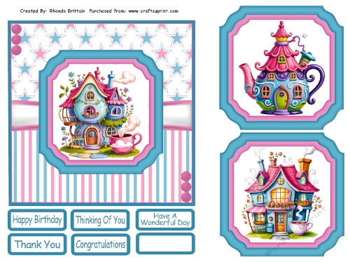 TeaPot Houses 1 Card Fronts 6x6