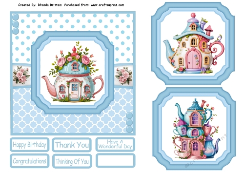 TeaPot Houses 2 Card Fronts 6x6