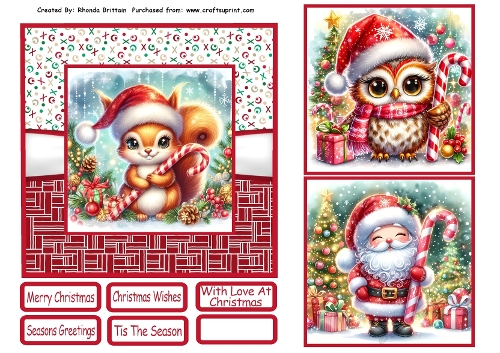 Christmas Candy Canes Card Front 6x6