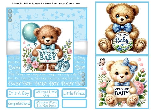 Welcome Baby Boy Card Front 6x6