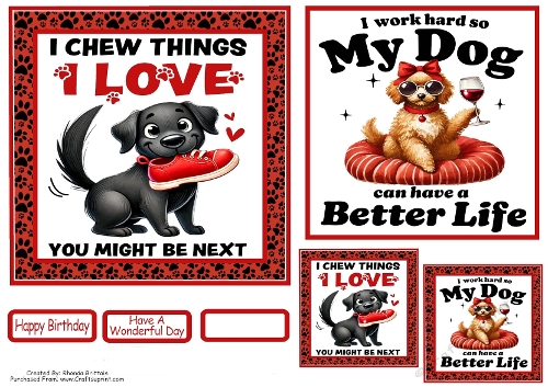 I Chew Things I Love Card Front & Matching Gift Tags