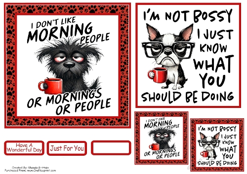 I Dont Like Morning People Card Front & Matching Gift Tags