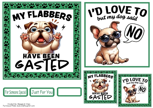 My Flabbers Have Been Gasted Card Front & Matching Gift Tags