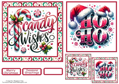 Candy Wishes Card front with matching Gift tags