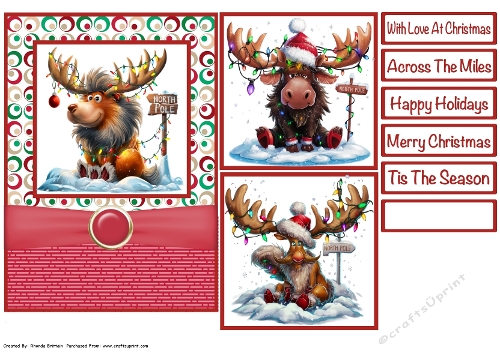 Christmas Moose Card Front 5x7