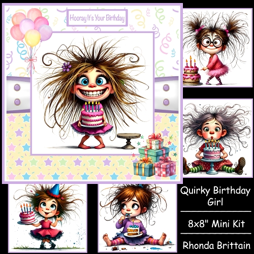 Quirky Birthday Girl Mini Kit 8x8