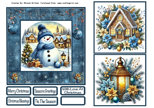 Blue Christmas 1 Card Front 6x6