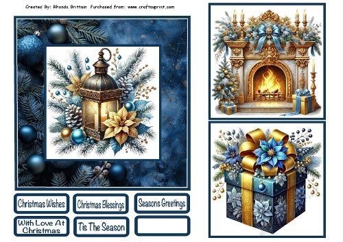 Blue Christmas 3 Card Front 6x6