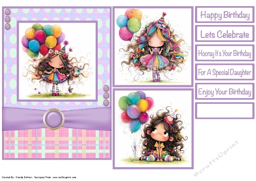 Birthday Balloons Card Front 5x7