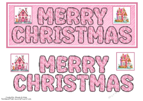 Pink Gingerbread Houses Merry Christmas DL Card Front