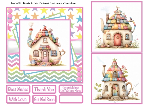 Quirky Tea House 3 Card Front 6x6