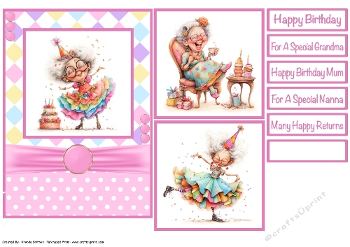 Happy Birthday Grandma Card Front 5x7