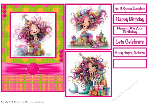 Mermaid Birthday Card Front 5x7