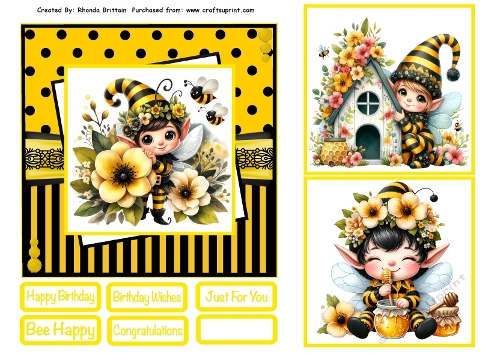 Eddie Elf Bee Card Front 6x6