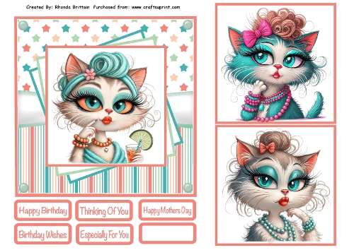 Glamour Puss Card Front 6x6