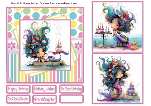 Little Mermaid Birthday Card Front 6x6