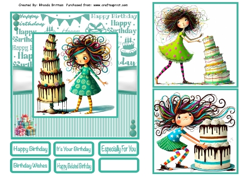 Quirky Birthday Girl Card Front 6x6