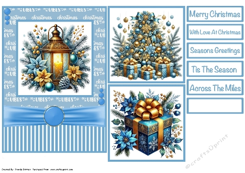 Blue Christmas Card Front 5x7