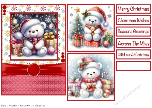 Christmas Teddy Card Front 5x7
