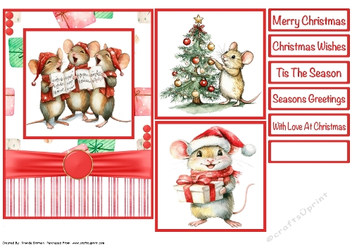 Christmas Mice A Singing Card Front 5x7