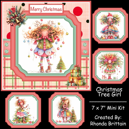 Christmas Tree Girl Mini Kit 7x7