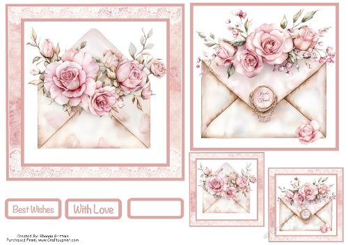 Floral Letters Card Front With Matching Gift Tags 6x6