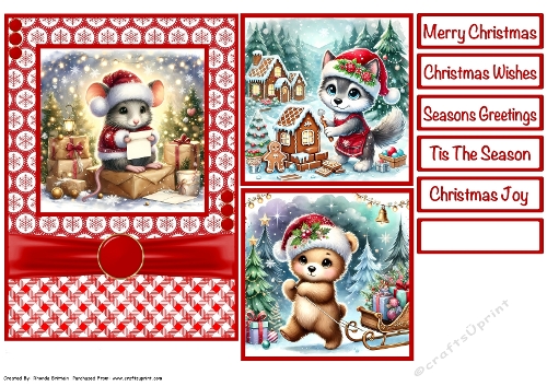 Christmas Animals Card Front 5x7