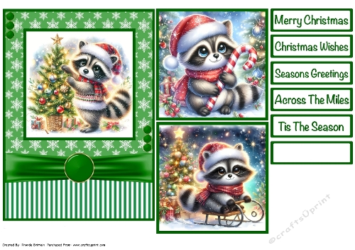 Christmas Raccoon Card Front 5x7