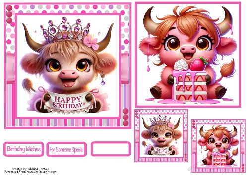 Happy Birthday Princess Card Front with Matching Gift Tag 6x6