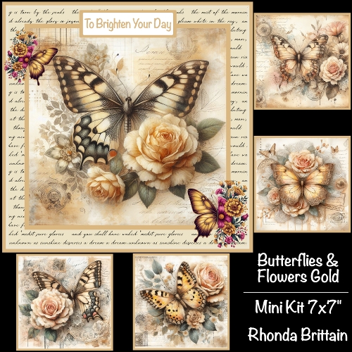 Butterflies & Flowers Gold Mini Kit 7x7