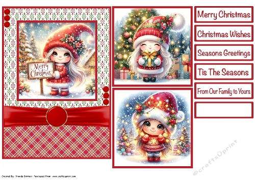 Christmas Girl Gnomes Card Front 5x7