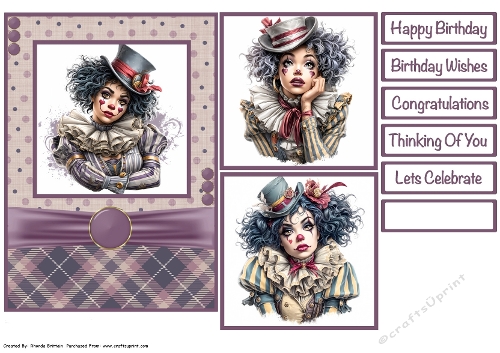 Birthday Clown Card Front 5x7