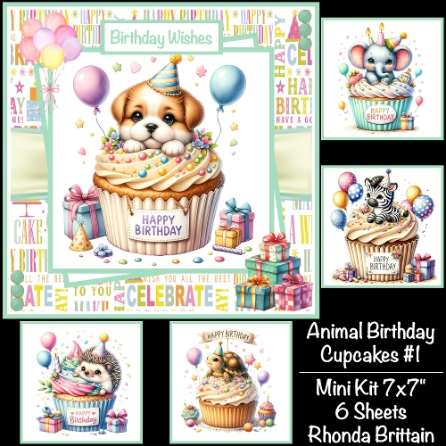 Animal Cupcakes #1 Mini Kit 7x7