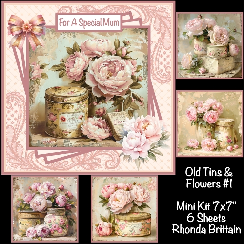 Old Tins & Flowers #1 Mini Kit 7x7