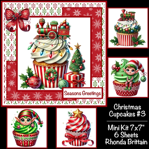 Christmas Cupcakes #3 Mini Kit 7x7