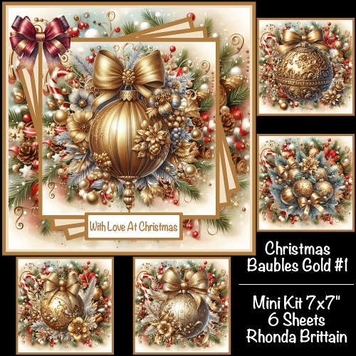 Christmas Baubles Gold #1 Mini Kit 7x7