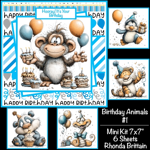 Birthday Animals #1 Mini Kit 7x7