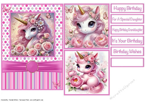 Unicorns & Peonies Card Front 5x7