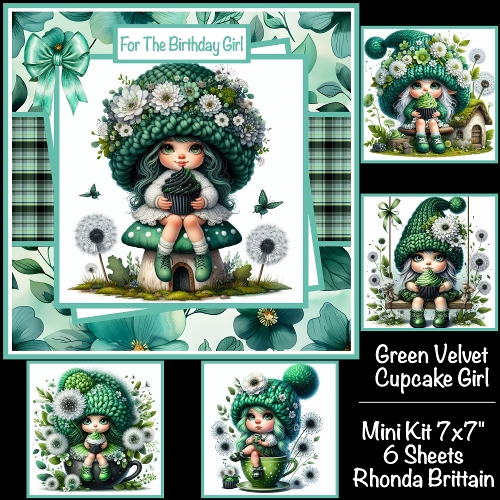 Green Velvet Cupcake Girl Mini Kit 7x7