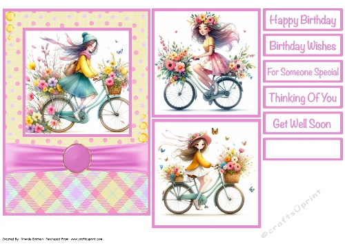 Riding Her Bike Card Front 5x7