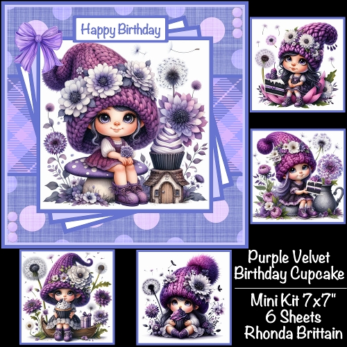 cup1392576_40 - Purple Velvet Birthday Cupcake Mini Kit 7x7
