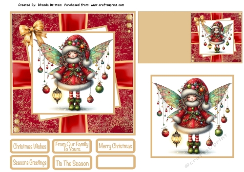 Christmas Fairy Card Front 6x6