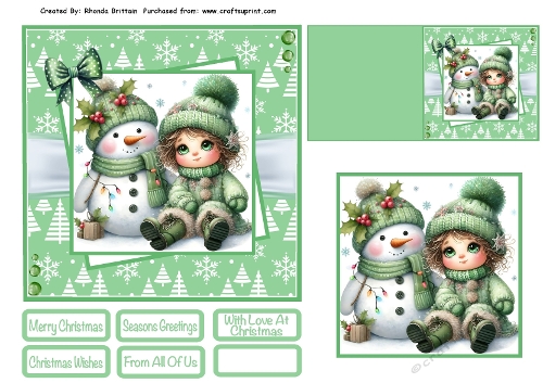 Cute Snowman #2 Card Front 6x6