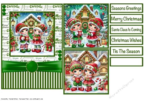 Christmas Elves #2 Card Front 5x7