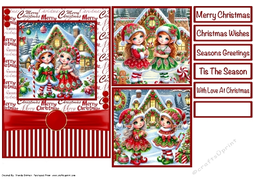 Christmas Elves #3 Card Front 5x7