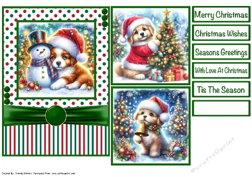 Christmas Puppies #1 Card Front 5x7